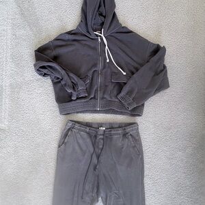 Aerie Cropped Hoodie and Sweatpants Set